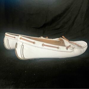 Clark’s white driving shoes